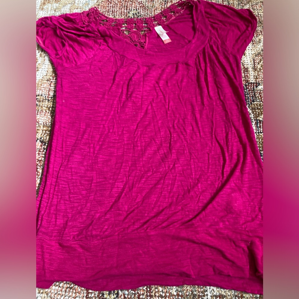 Crocheted  Neckline Long Top